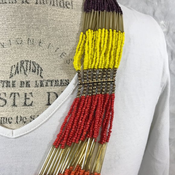 Boho Long multi-strand seed bead necklace Colorful - Picture 4 of 7